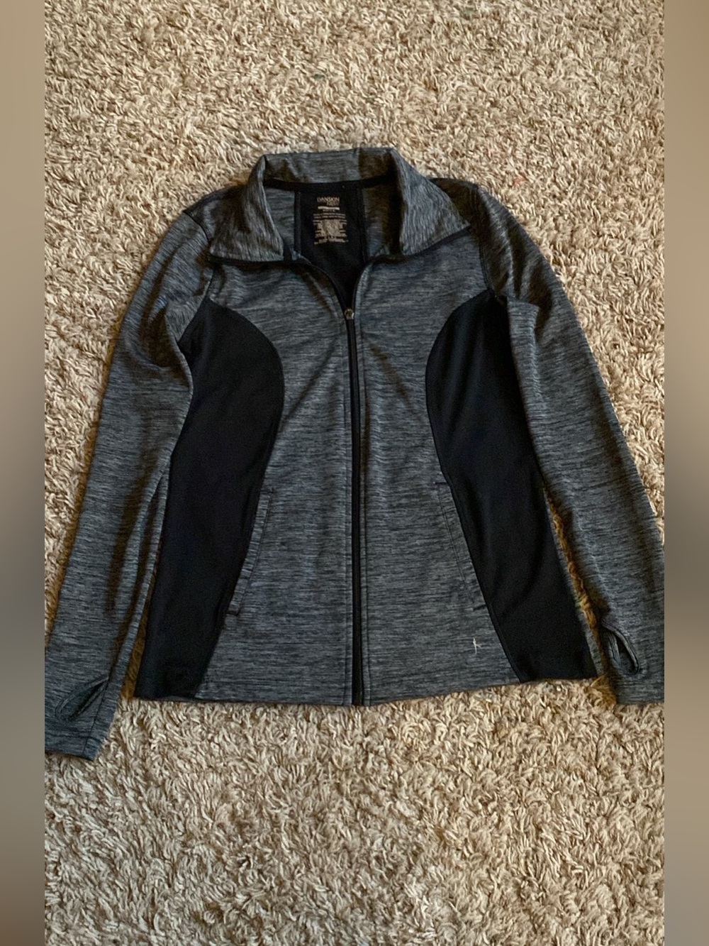 Danskin Now Gray and Black Full-Zip Active Jacket